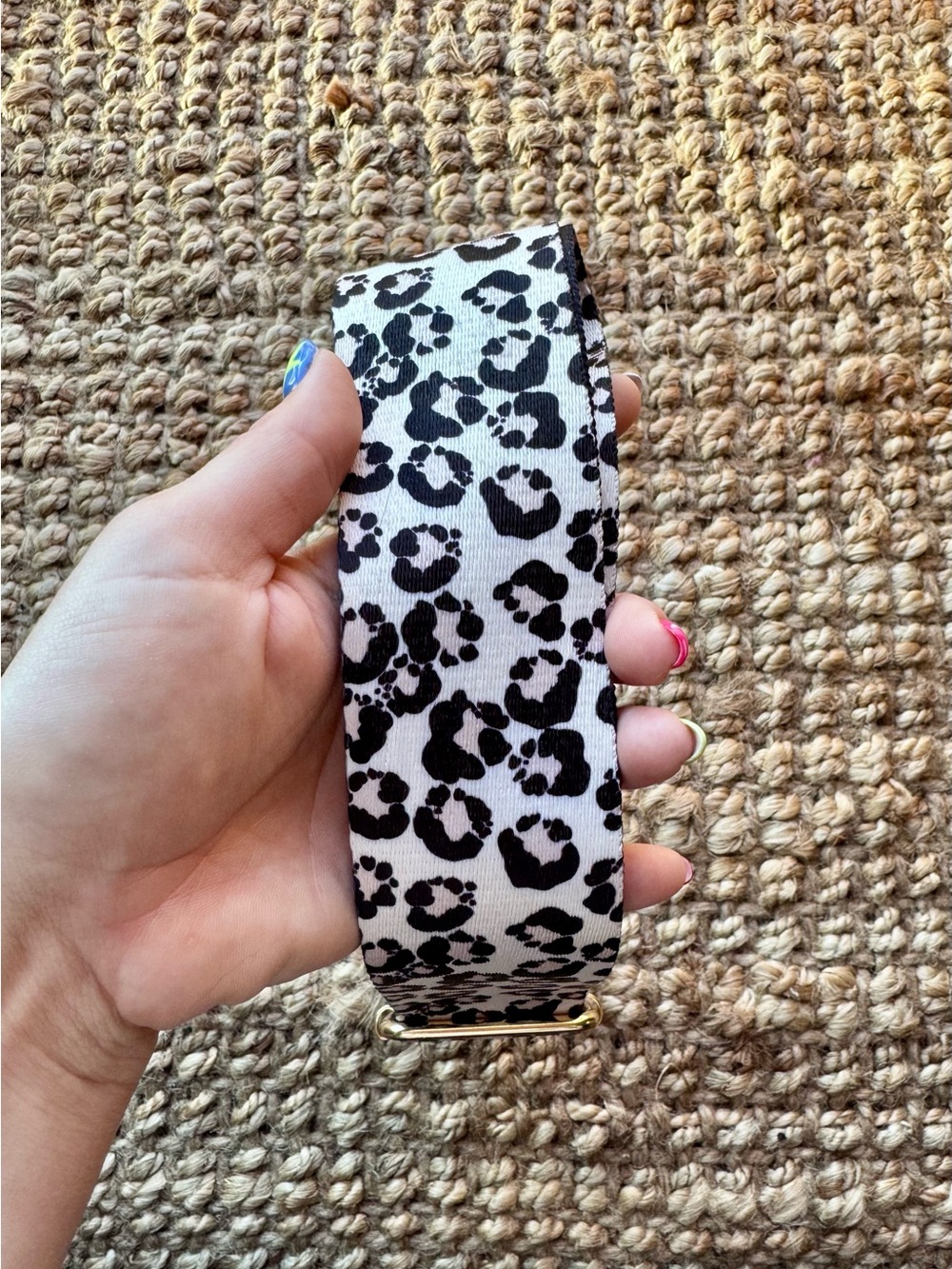 Kedzie Adjustable Black and White Leopard Print Crossbody Strap - Picture 3 of 4